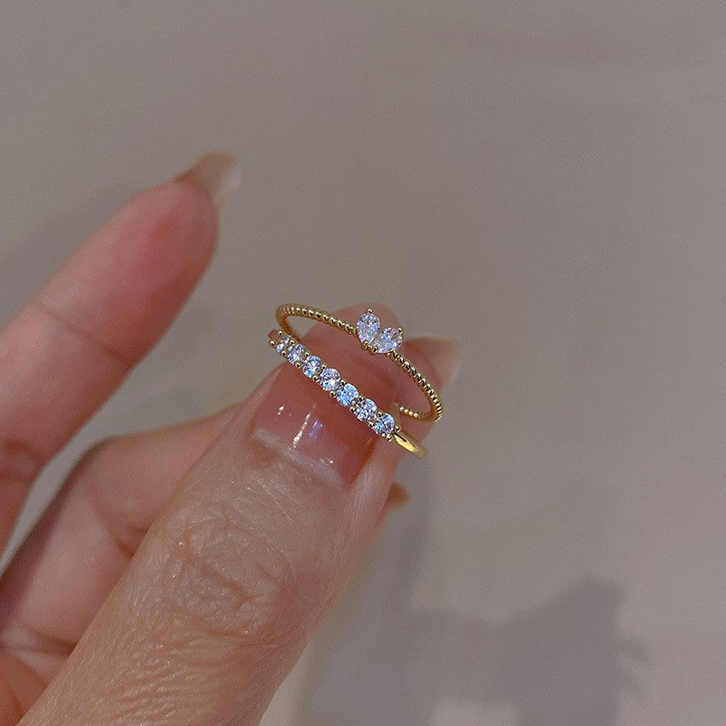 Wholesale Live diamond heart open ring set